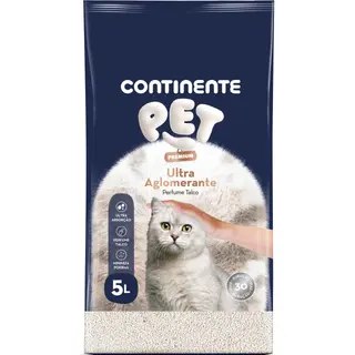Areia Ultra Aglomerante Perfumado Talco Continente Pet Premium (emb. 5 l)
