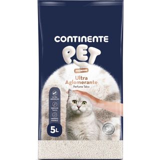Areia Ultra Aglomerante Perfumado Talco Continente Pet Premium (emb. 5 lt)
