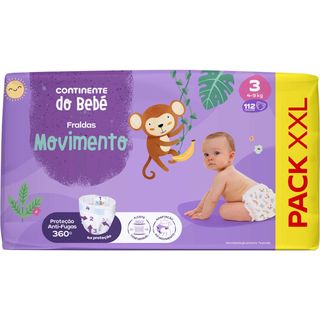 Box Fraldas Movimento 4-9kg T3 Continente do Bebé (emb. 112 un)