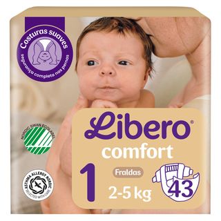 Fraldas Comfort 2-5 Kg T1 Libero (emb. 43 un)