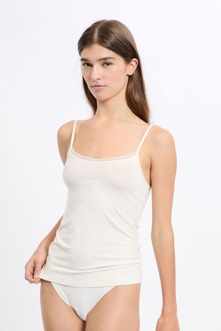 WARM ME UP LACE Top de malla térmica con tirantes finos CRUDO XS