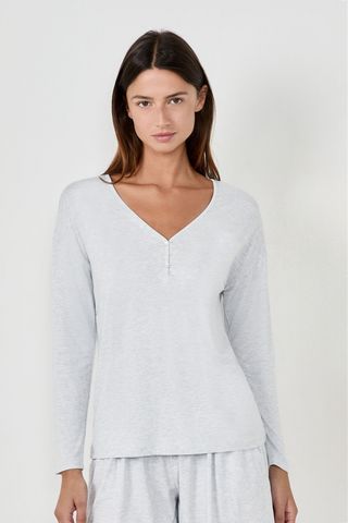 MODY SPE Camiseta cuello en v manga larga GRIS CLARO L