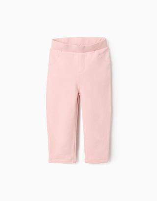 Leggings cardadas com bolsos decorativos para bebé menina, rosa-claro - Tamanho 24/36M