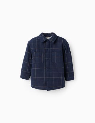 Blusão de flanela com interior em sherpa para bebé menino, azul-escuro - Tamanho 6/9M