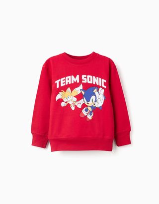 Sweat cardada com estampado Sonic and Tails para menino, vermelho - Tamanho 5/6