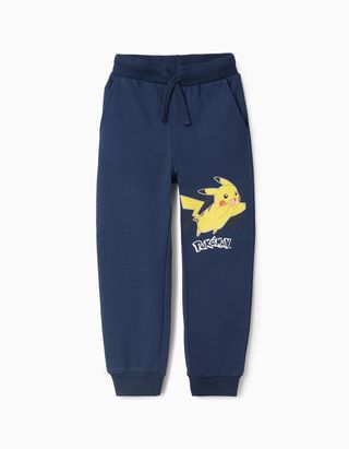 Joggers de algodão cardado com estampado Pikachu para menino, azul-escuro - Tamanho 8/9