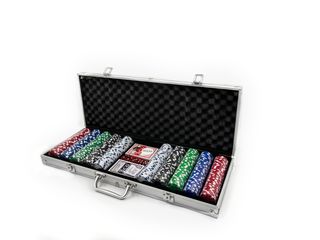 პოკერი 500 ცალიანი მეტალის ქეისში