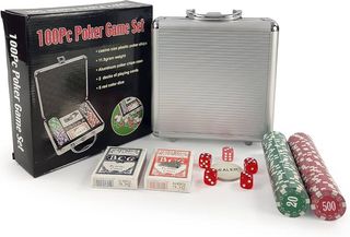 პოკერი 100 ცალიანი მეტალის ქეისში