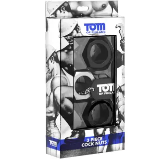 Tom of Finland Cock Nuts Penis Ring - Pack of 3. Black