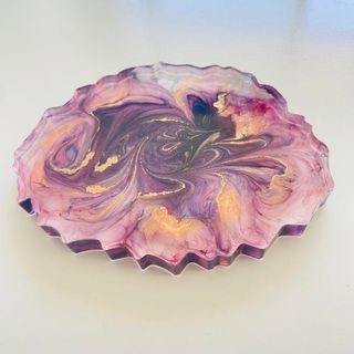 Violet sous verre en résine époxy hand made