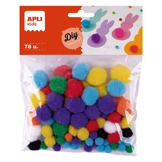 Pompons couleurs diverses 78u.