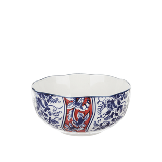 Ciotola in ceramica decori blu rossi orientali 15,3x7,2cm - Sushiko
