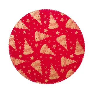 Tovaglietta natalizia rossa alberi - 38 cm