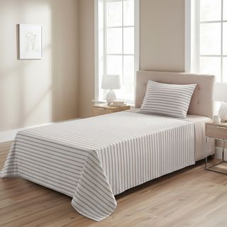 Completo letto singolo cotone - righe tortora