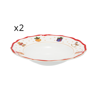 Set 2 piatti fondi - regali Natale rosso porcellana