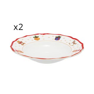 Set 2 piatti fondi - regali Natale rosso porcellana