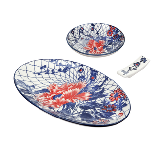 Set sushi 3 pezzi con decori rossi, bianchi, blu - Sushiko