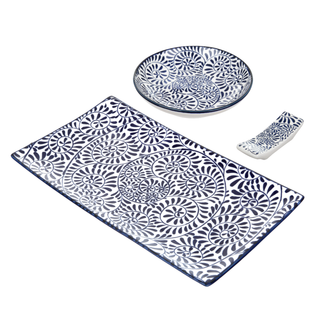 Set sushi 3 pezzi - piattino rettangolare 28 cm blu Sushiko