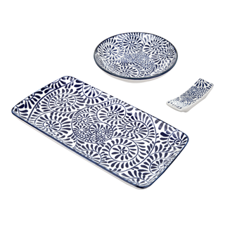 Set sushi 3 pezzi - piattino rettangolare blu Sushiko