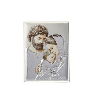 Icona Sacra famiglia 14x10 cm - con argento Miro Silver
