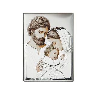 Icona Sacra famiglia ceramica 21x15 cm - con argento Miro Silver