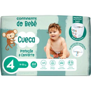 Fraldas Cueca Proteção e Conforto 9-15kg T4 Continente do Bebé (emb. 44 un)