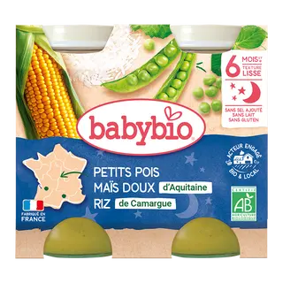 Petit Pot Bonne nuit petits pois mais riz 2*200G (Dès 6mois) - BabyBio