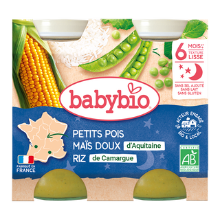 Petit Pot Bonne nuit petits pois mais riz 2*200G (Dès 6mois) - BabyBio