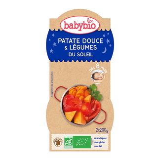 Bol bonne nuit patates douce légumes du soleil riz de camargue 2*200G Dès 8mois – BabyBio