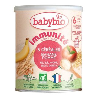 5 Céréales Immunité Banane pomme Riz, Blé, Avoine, Seigle, Quinoa - BabyBio