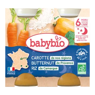 Petit Pot Bonne nuit Carotte Butternut Riz 2*200G (Dès 6mois) - BabyBio
