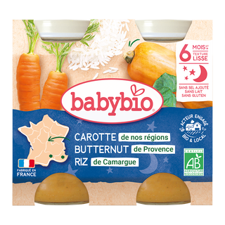 Petit Pot Bonne nuit Carotte Butternut Riz 2*200G (Dès 6mois) - BabyBio