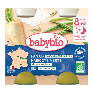 Petit Pot Bonne nuit panais haricots verts riz 2*200G (Dès 6mois) - BabyBio