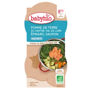 Bol bonne nuit pomme de terre épinards saumon 2*200G Dès 8mois – BabyBio