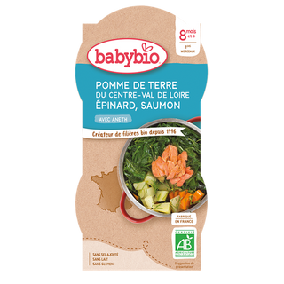 Bol bonne nuit pomme de terre épinards saumon 2*200G Dès 8mois – BabyBio