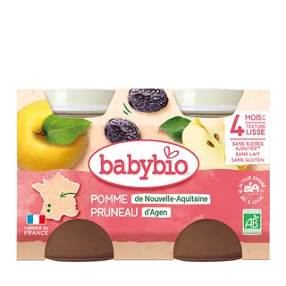 Petit pot pommes pruneau 2*130G (Dès 4mois) – BabyBio