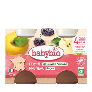 Petit pot pommes pruneau 2*130G (Dès 4mois) – BabyBio