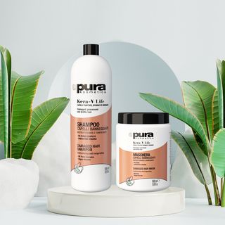 KERA V LIFE შამპუნი (1000მლ.) და ნიღაბი (1000მლ.), ვეგანური კერატინის კომპლექსი,