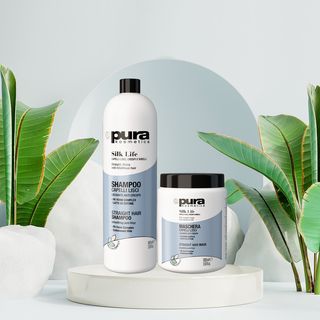 Silk life შამპუნი ( 1000 მლ.) და ნიღაბი (1000მლ.) თმის დამარბილებელი, ანტი-ფრიზი