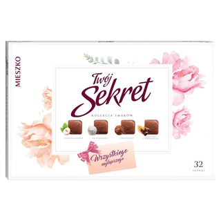 Mieszko Twój Sekret Cukierki w polewie mlecznej w czterech smakach 215 g (32 sztuki)