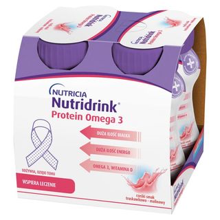 Nutridrink Protein Omega 3 o smaku truskawkowo-malinowym 4 szt. x 125 ml