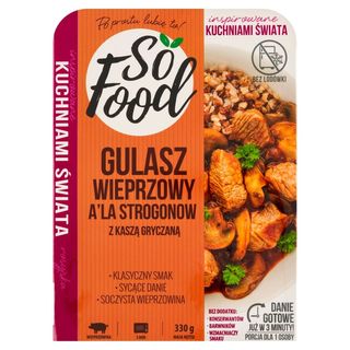 So Food Inspirowane Kuchniami Świata Gulasz wieprzowy a'la strogonow z kaszą gryczaną 330 g