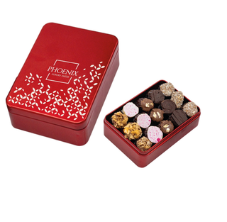 BOITE GOURMET EN METAL rouge format:14cmx10cm