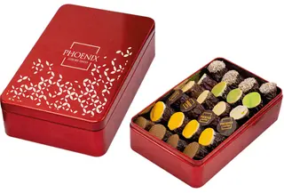 BOITE GOURMET EN METAL rouge format:19cmx12cm