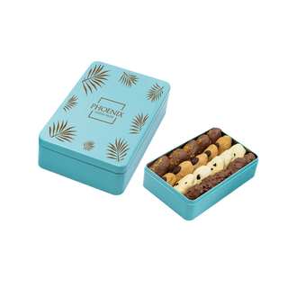 BOITE GOURMET EN METAL turquoie format:19cmx12cm