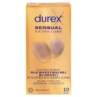 Durex Sensual Extra Lube Wyrób medyczny prezerwatywy 10 sztuk