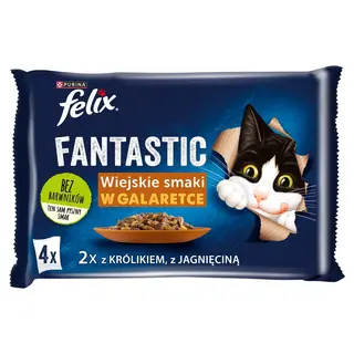 Felix Fantastic Karma dla kotów w galaretce z królikiem jagnięciną (4 x 85 g) 340 g