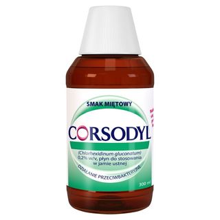 Corsodyl Płyn do stosowania w jamie ustnej 0,2 % w/v smak miętowy 300 ml