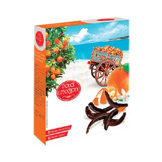 Filetti di limone ricoperti di cioccolato extra fondente