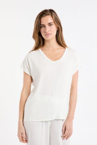 MODY Top liso de manga corta BLANCO CRUDO L